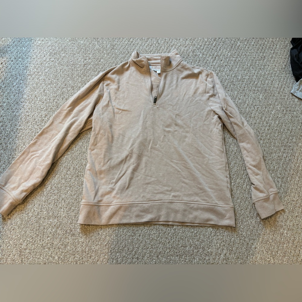Amazon Essentials Tan Zip Up Sweater Lightweight Knit